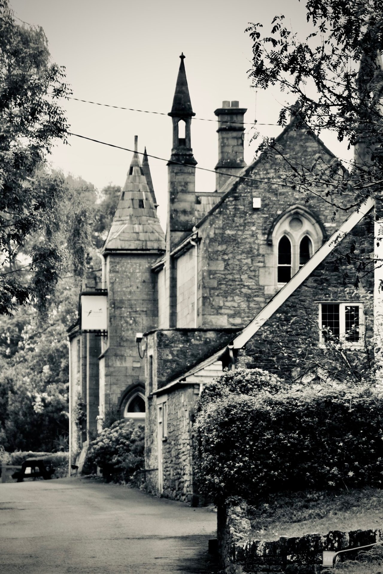 The Hostelrie at Goodrich, a historic village pub with gothic turrets designed by Edward Blore